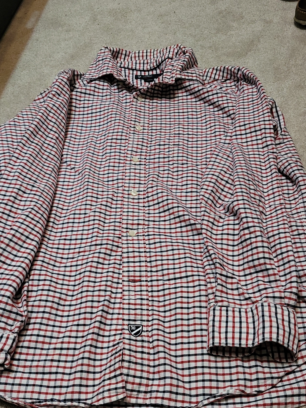 Men's Red, Black & White Checked Casual Button-Down Shirt